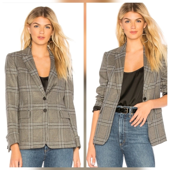 Alice + Olivia Jackets & Blazers - Alice + Olivia Paulene Plaid Wool Blend French Cuff Sparkle Blazer Size 2